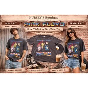 Pink Floyd Dark Side Moon Tee Distressed Wash Junk Food L NWOT